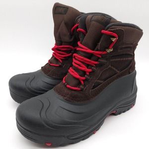 Khombu (Mens 13) Thermolite Lace Up Winter Boots Snow Waterproof Leather Brown